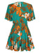 Green 1970s V-Neck Ruffle Sleeves Romper