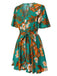 Green 1970s V-Neck Ruffle Sleeves Romper