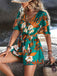 Green 1970s V-Neck Ruffle Sleeves Romper