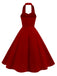 1950s Solid Sweetheart Neck Halter Dress