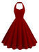 1950s Solid Sweetheart Neck Halter Dress