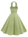 1950s Solid Sweetheart Neck Halter Dress