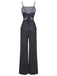 Black 1940s Polka Dots Back Strap Jumpsuit