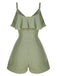 Green 1950s Ruffles Spaghetti Straps Romper