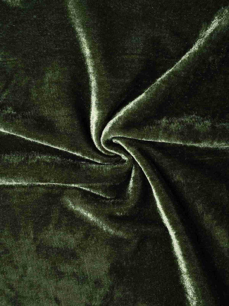 Green 1940s Deep V-Neck Pearl Velvet Dress