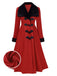 1950s Red And Black Fur Collar Coat