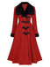 1950s Red And Black Fur Collar Coat