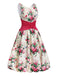 Multicolor 1950s Back Bow Antique Floral Dress