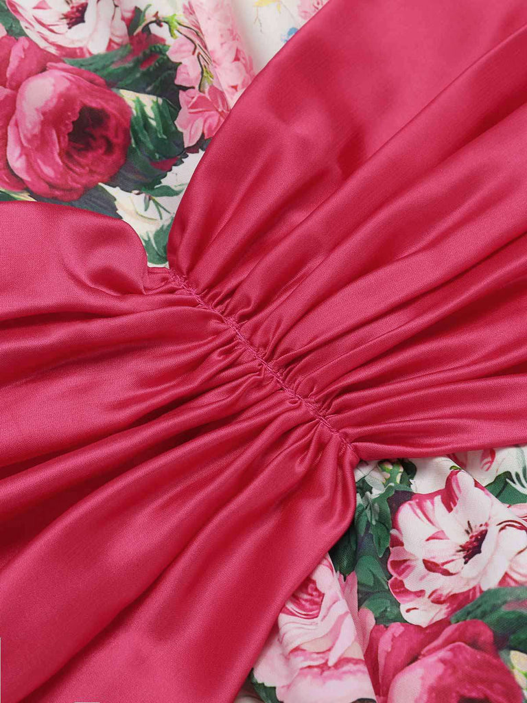 Multicolor 1950s Back Bow Antique Floral Dress