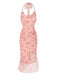 Pink 1930s Rose Silk Mesh Mermaid Dress