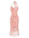 Pink 1930s Rose Silk Mesh Mermaid Dress