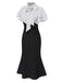 Black 1930s Dots Tie Neck Mermaid Dress