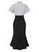 Black 1930s Dots Tie Neck Mermaid Dress