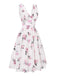 Pink 1940s Deep V-Neck Chiffon Rose Dress