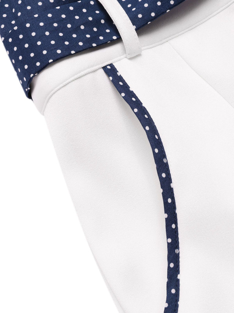 Blue 1940s Polka Dot Patchwork Suspender Romper