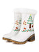 Vintage Christmas Tree Snowflake Plush Chunky Heel Boots