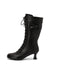 Leather Bow Lace-Up Calf High Boots