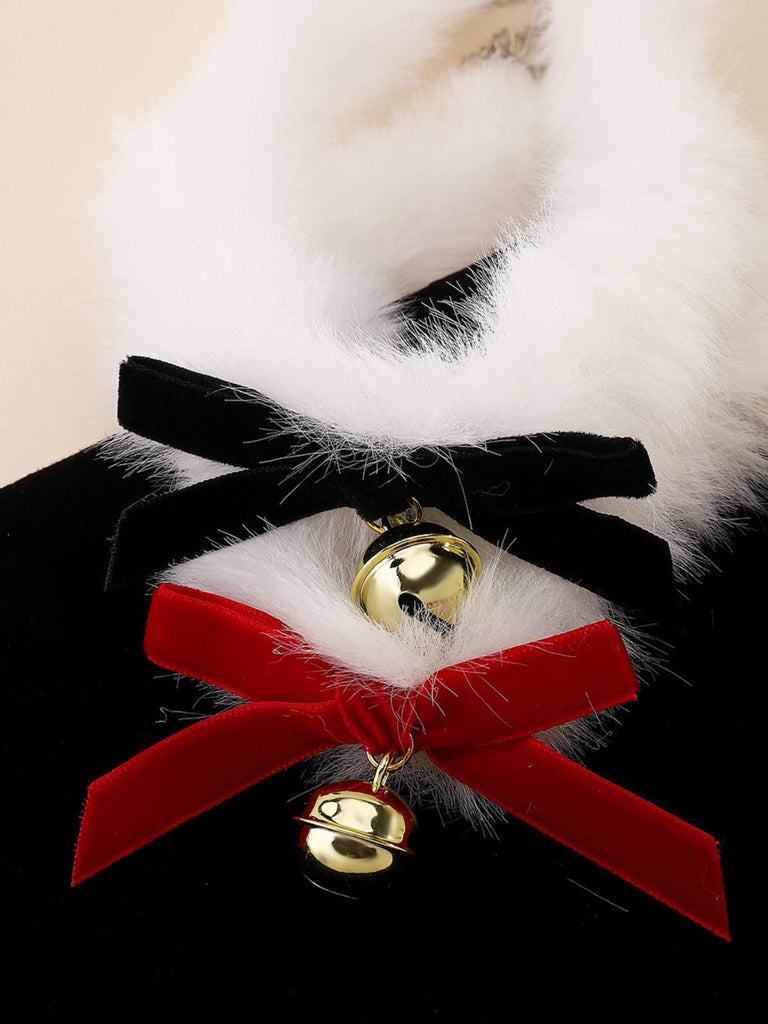 Christmas Bowknot Bell Plush Choker Necklace