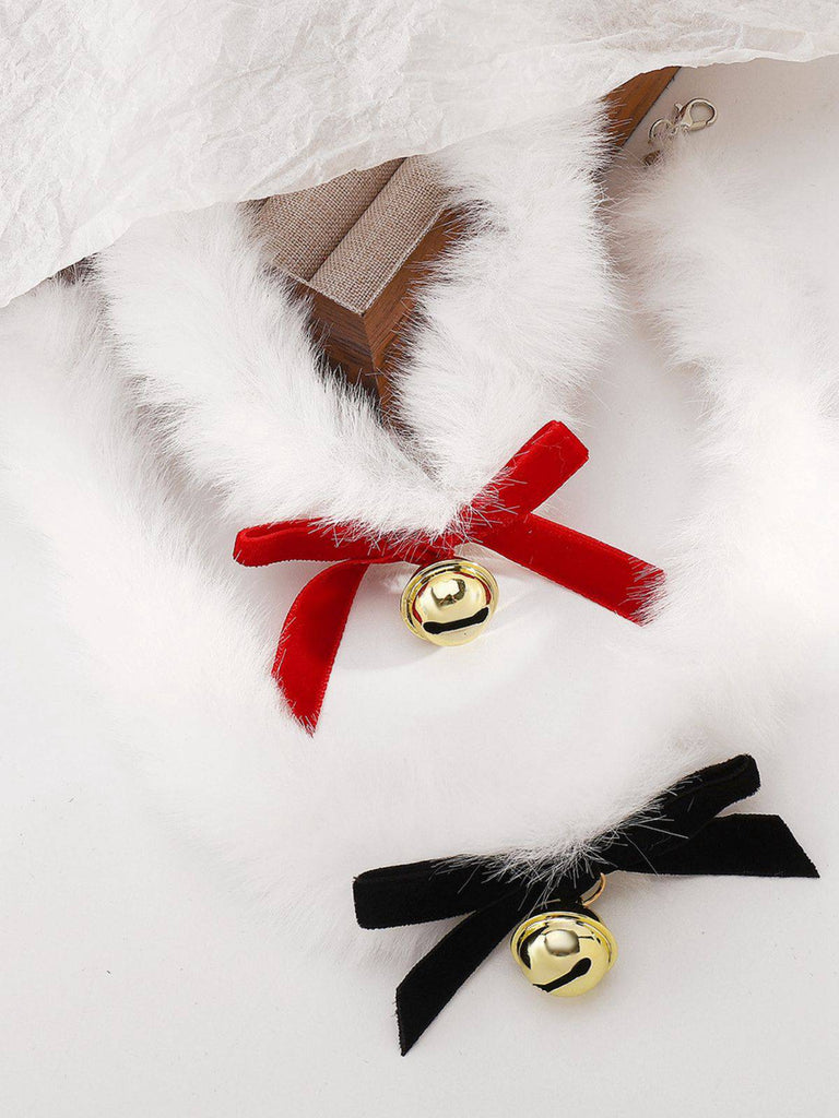 Christmas Bowknot Bell Plush Choker Necklace