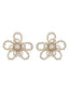 White Retro Beading Flower Hollow Stud Earrings