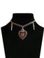 Red Halloween Rose Heart Cross Pendant Necklace