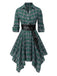 1950s 3/4 Sleeve Plaid Belt Dress