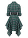 1950s 3/4 Sleeve Plaid Belt Dress