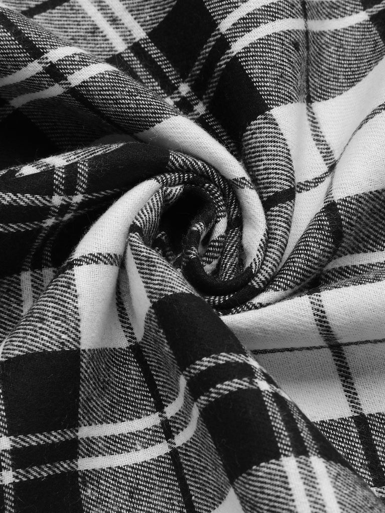 1950s 3/4 Sleeve Plaid Belt Dress