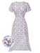 Red 1940s Floral V-Neck Added Button Dress