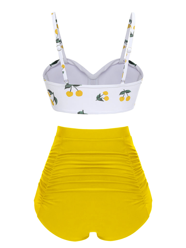 2PCS 1950s Cherry Spaghetti Strap Bikini Set