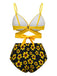 Yellow 1950s Sunflower Tie Back Bikini Set