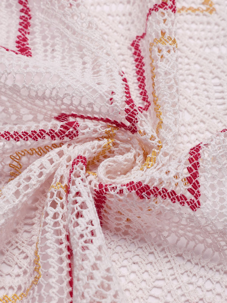 2PCS Red 1970s Princess Style Bikini Set & Fringe Cover-Up