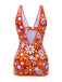 Brown 1960s Bohemian Psychedelic Floral One-Piece Swimsuit