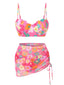 1960s Spaghetti Strap Floral Shell Bikini Set & Cover-up