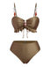 1950s Textured Fabric Colored Stones Bikini Set