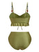 1950s Textured Fabric Colored Stones Bikini Set