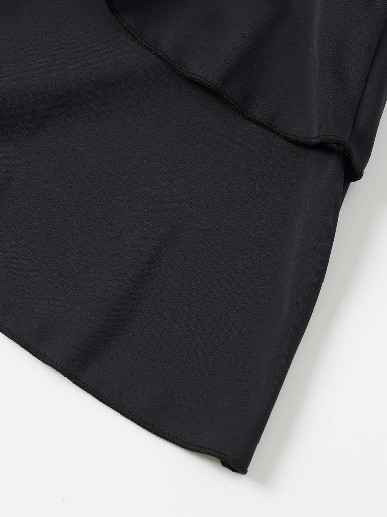 Black 1940s Layered Hem Halter Swimdress