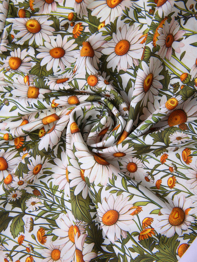 1950s Spaghetti Strap Daisy Binding Swimdress