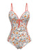 Orange 1960s Daisy Lace-Up One-Piece Swimsuit