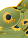 Green 1930s Sunflowers Halter Swimsuit