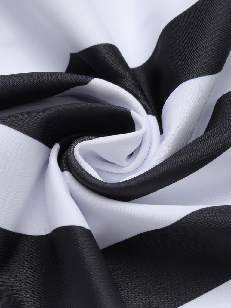 Black & White 1950s Barbie Stripes Halter Swimsuit