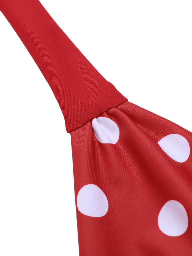 Red 1950s Polka Dot Halter Separate Swimsuit