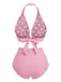 Red 1950s Polka Dot Halter Separate Swimsuit