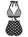 1950s Halter Contrast Polka Dots Swimsuit