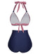 1950s Halter Contrast Polka Dots Swimsuit