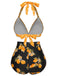 1950s Halter Contrast Polka Dots Swimsuit