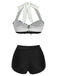 1950s Striped Patchwork Halter Swimsuit