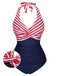 1950s Halter Stripes One-Piece Swimsuit