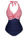 1950s Halter Stripes One-Piece Swimsuit