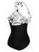 1950s Halter Stripes One-Piece Swimsuit